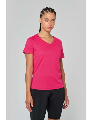 P-PA477-LADIES’ V-NECK SHORT SLEEVE SPORTS T-SHIRT